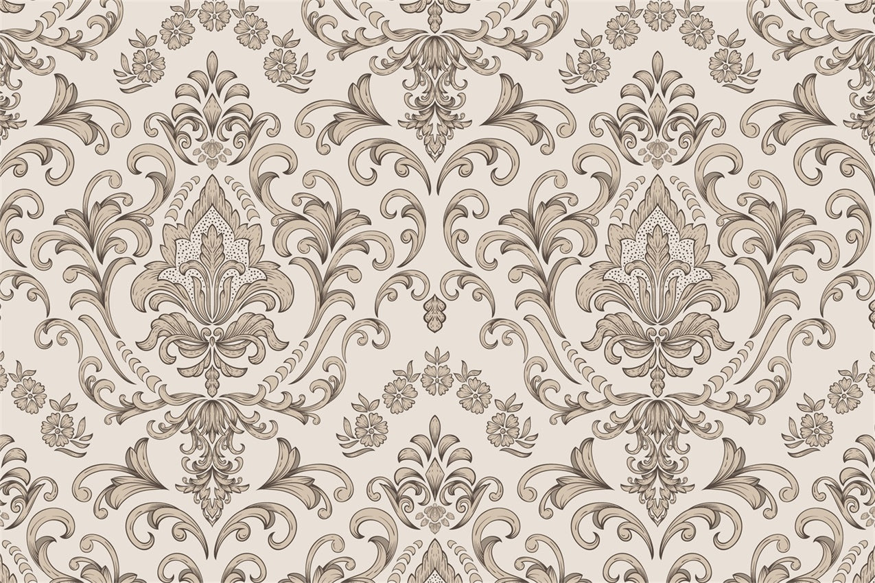 Toile de fond Damassé Élégant Marron Floral Décoratif BRP12-611