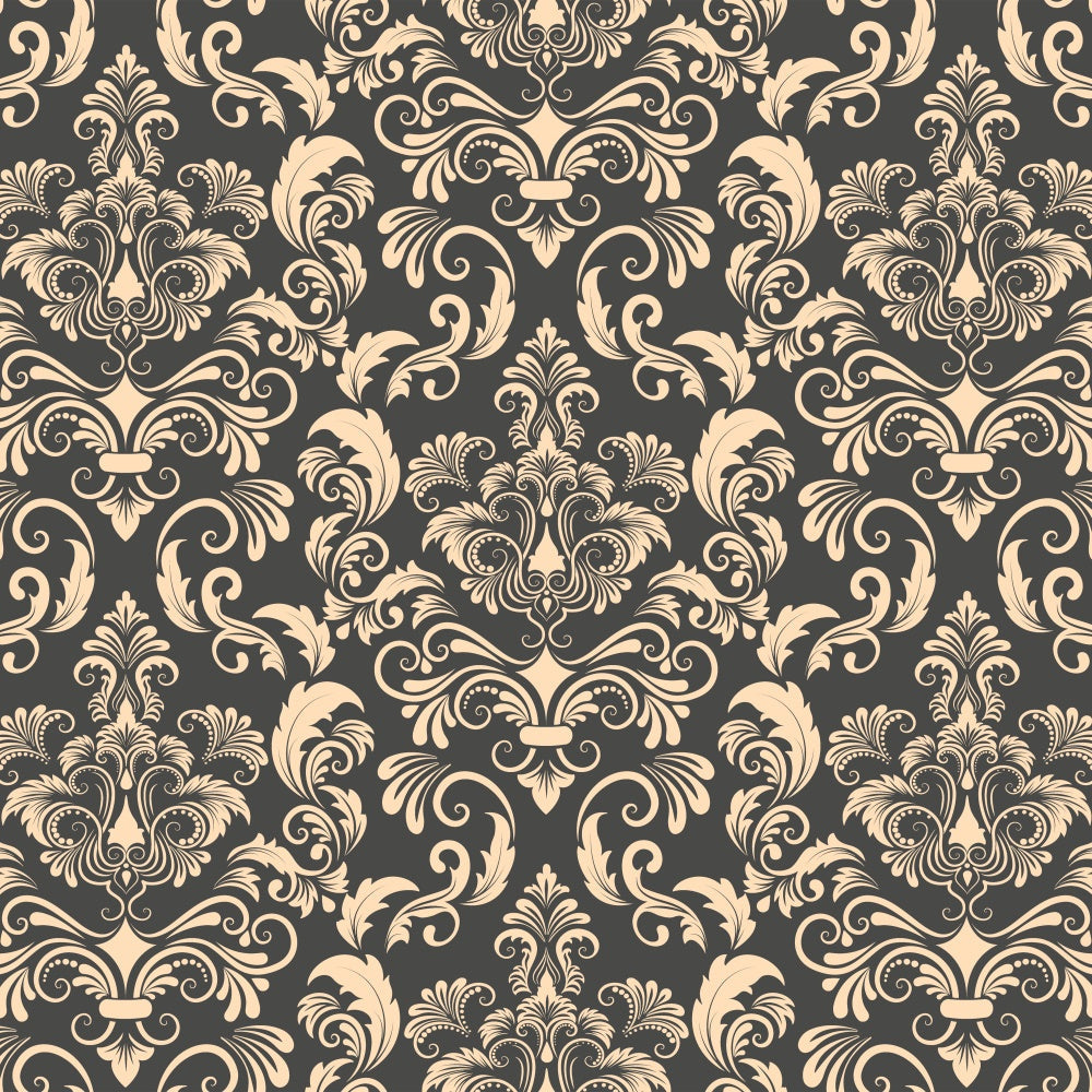 Toile de fond Damassé Élégant Beige,Floral Orné BRP12-612