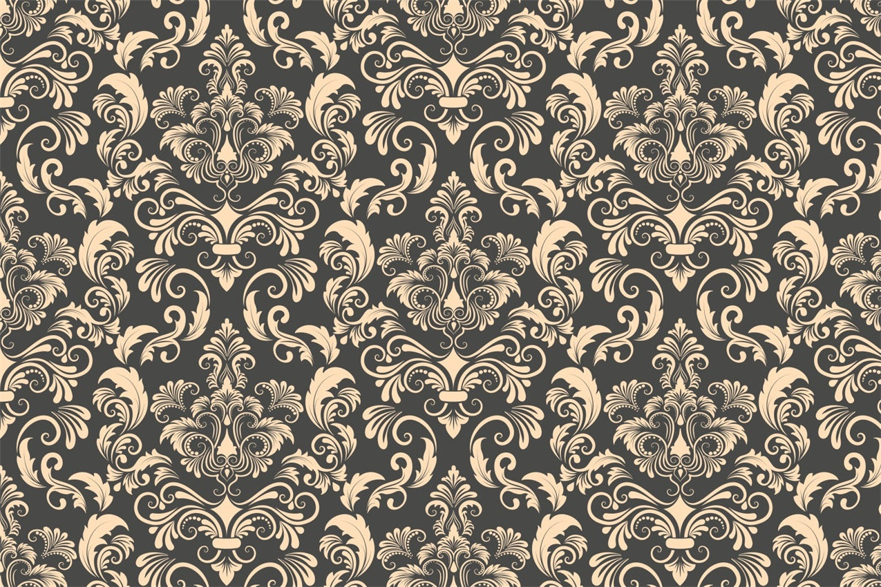 Toile de fond Damassé Élégant Beige,Floral Orné BRP12-612