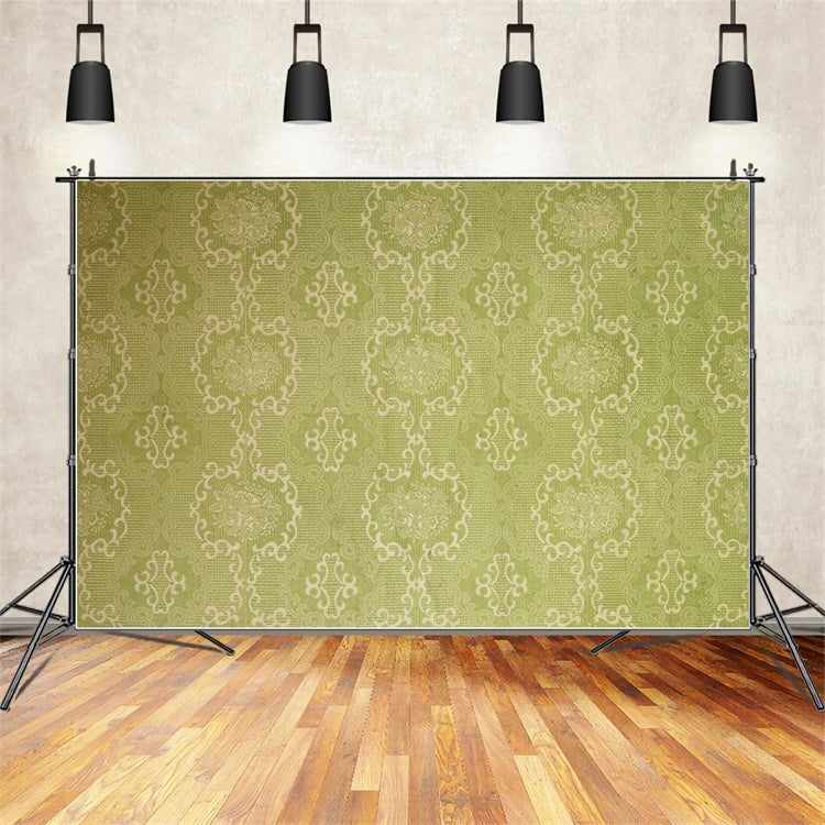 Toile de fond Photographie Damassé Médaillon Floral Vert BRP12-613