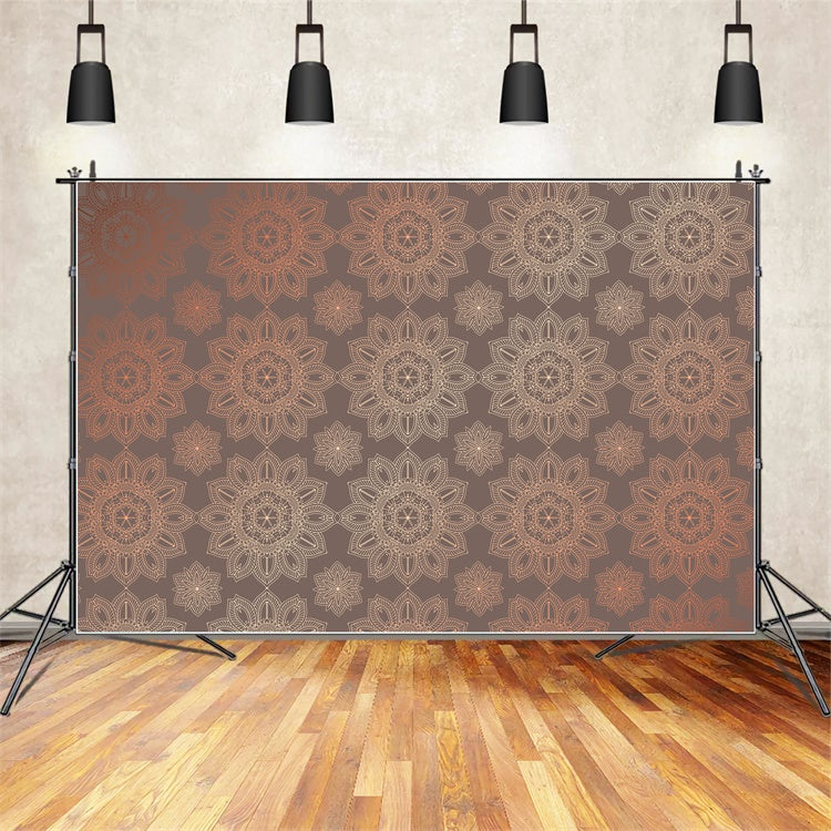 Toile de fond Photographie Damassé Motif Médaillon Marron BRP12-621