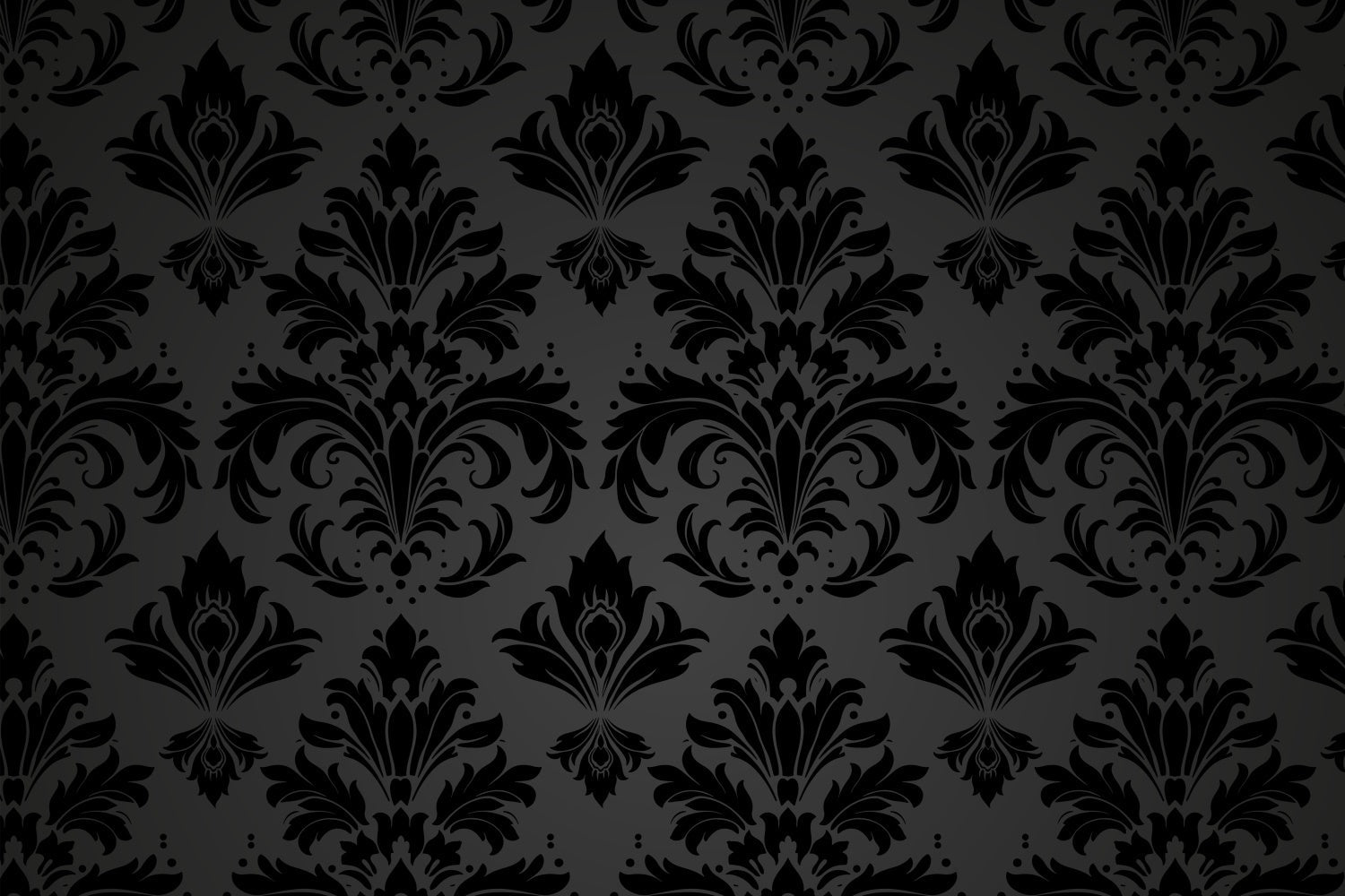 Toile de fond Damassé Luxueux Noir Gris Floral BRP12-628