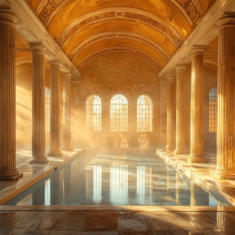 Toile de fond Architecture Piscine Intérieure en Marbre Soleil BRP12-646