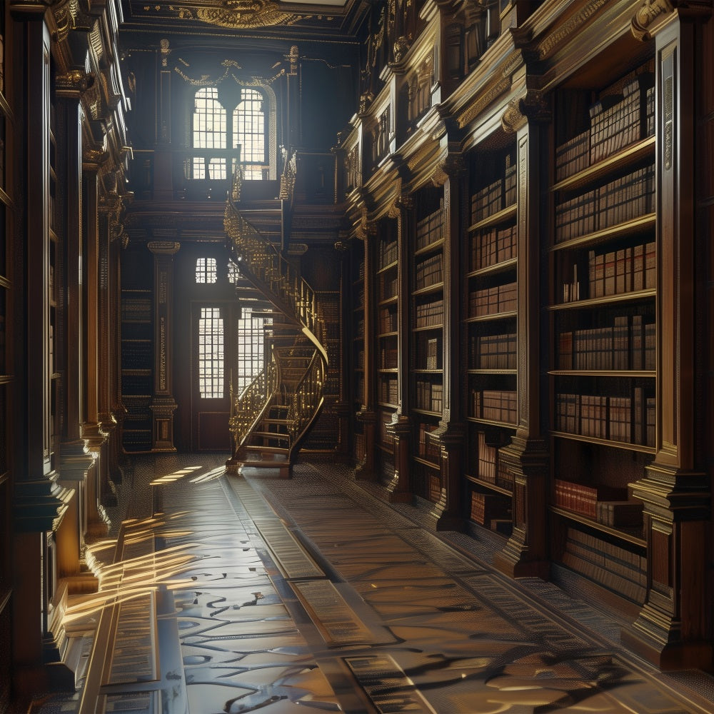 Toile de fond Architecture Bibliothèque Renaissance Escalier en Spirale BRP12-651