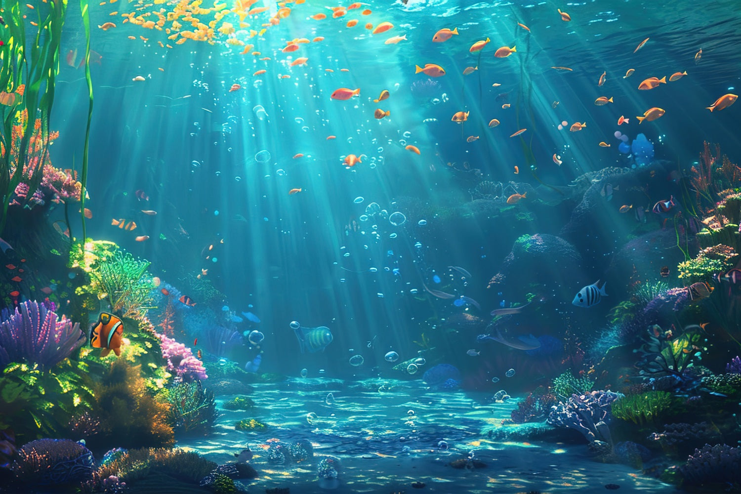 Toile de fond DIY Sirène Ravin Sous-Marin Plantes Aquatiques BRP12-65