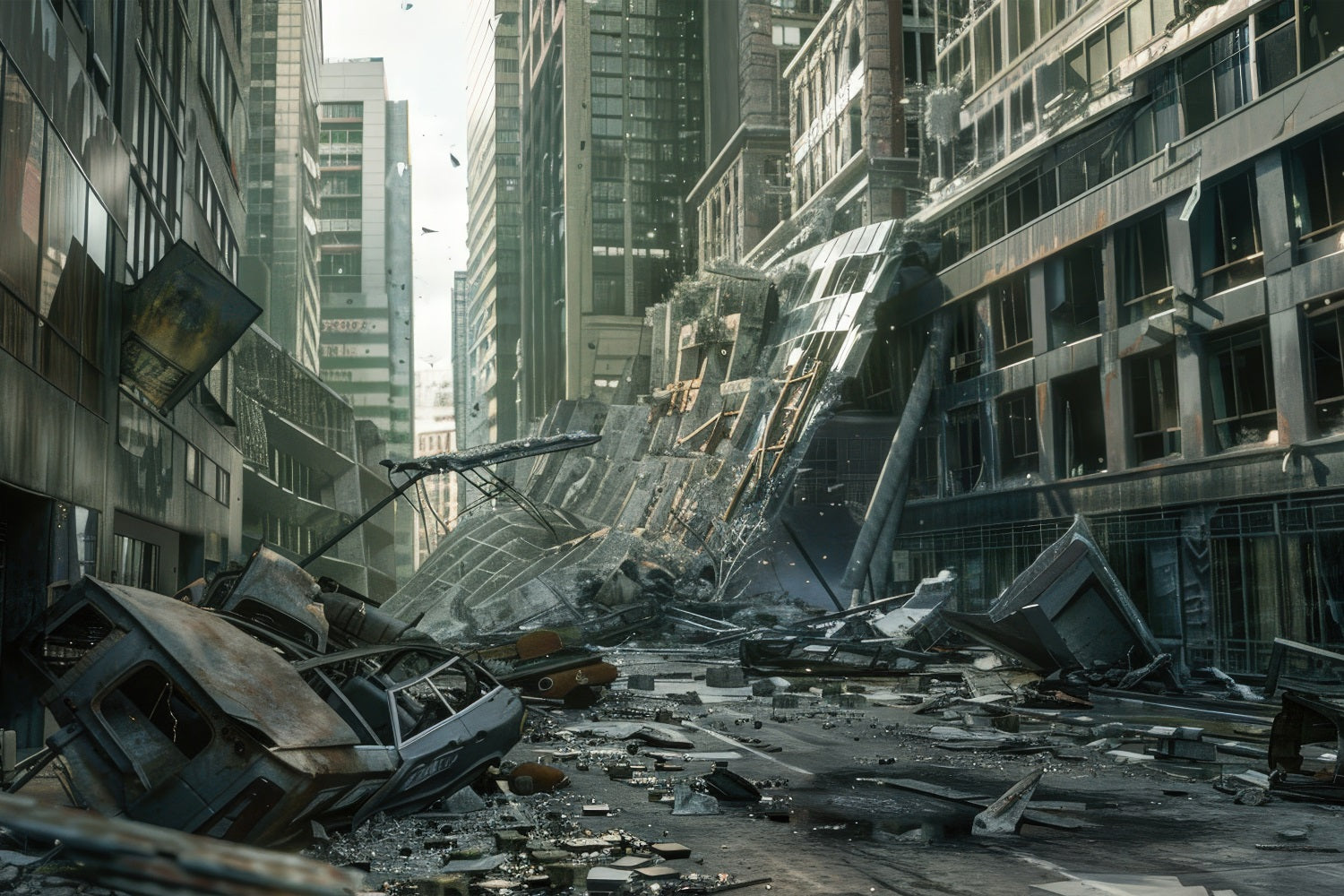 Toile de fond Architecture Gratte-Ciels Effondrés Tragédie Urbaine BRP12-668