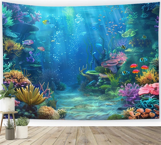 Toile de fond Sirène Scène Sous-Marine Récif de Corail BRP12-67