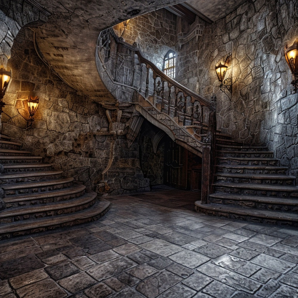 Toile de fond Architecture Escalier Historique en Pierre Lumière BRP12-670