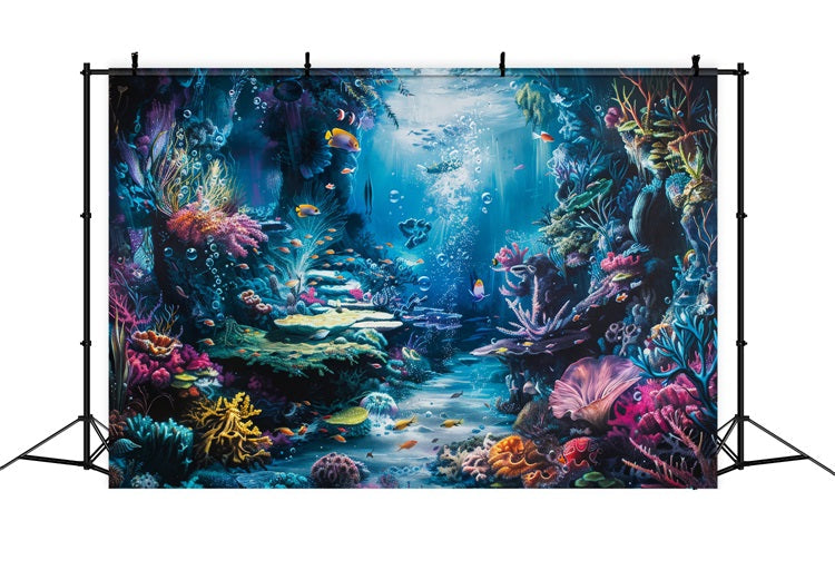 Toile de fond DIY Sirène Corail Coloré Vie Marine Diversifiée BRP12-68