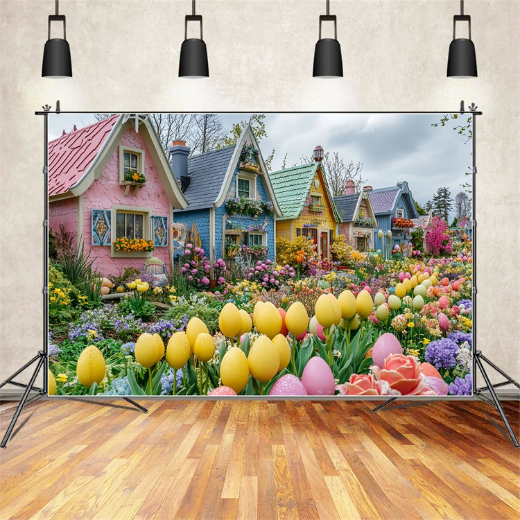 Toile de fond Déco Pâques Idées Lapin Cottage Fleuri BRP12-744