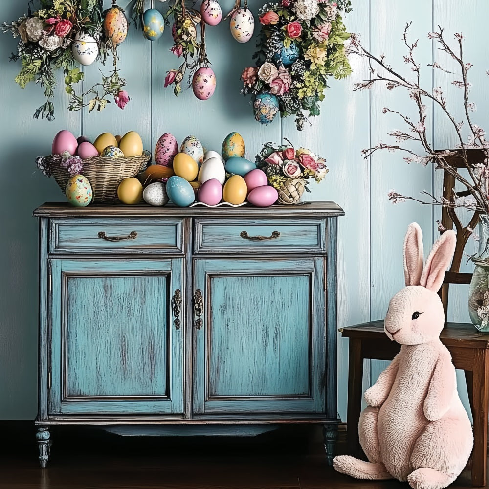 Toile de fond Déco Pâques Cabinet Œuf Couronne Florale BRP12-759