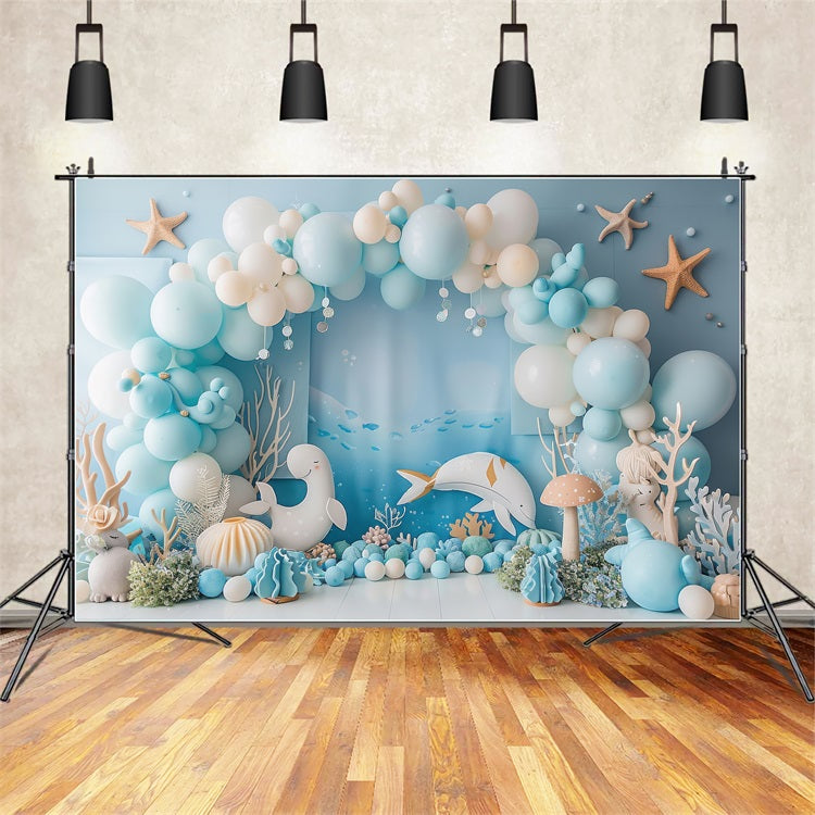 Toile de fond Sirène Créature Marine Arche Ballon Bleu BRP12-92