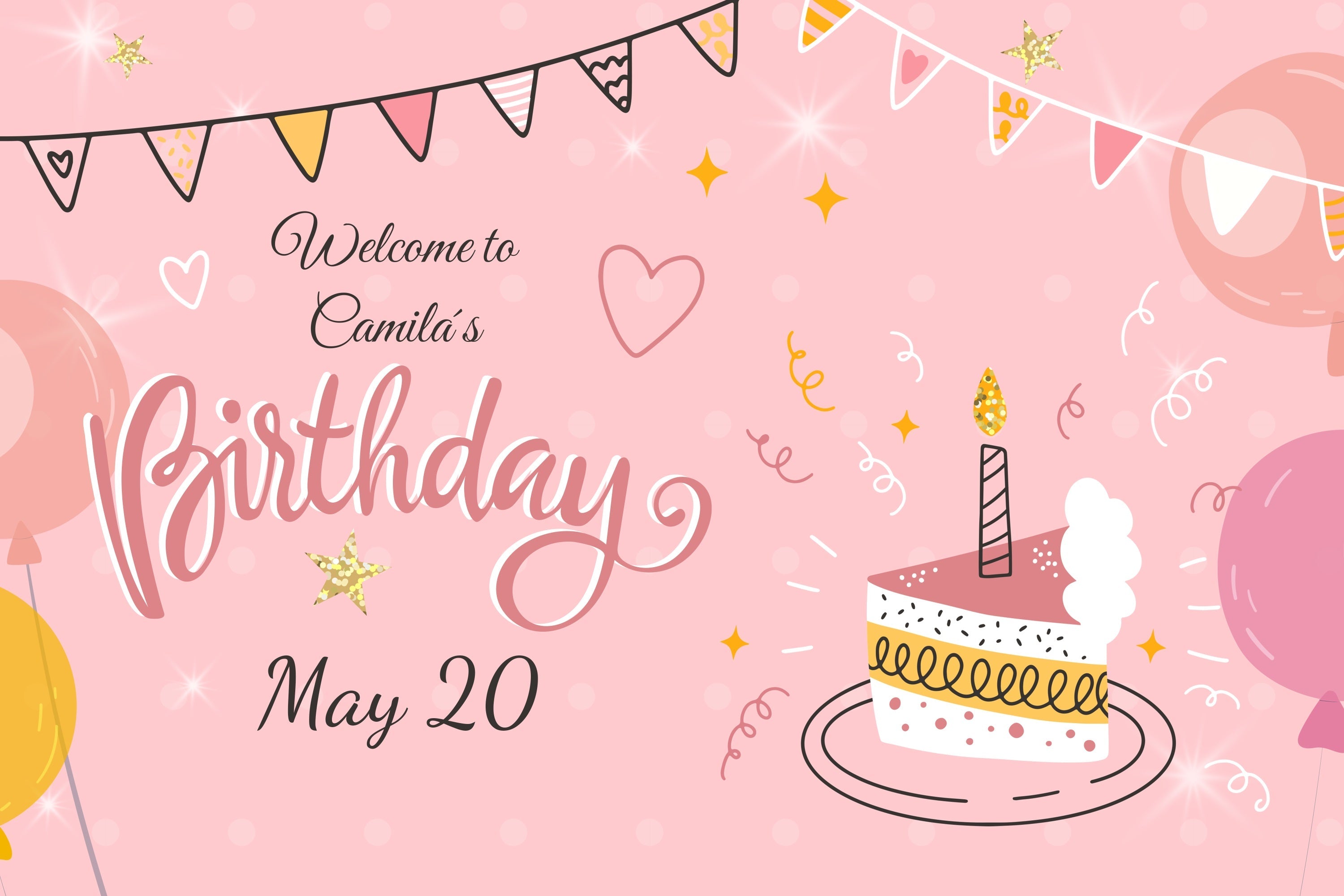 Toile de fond Deco Anniversaire Gâteau Sucré Ballons Décorations BRP2-140