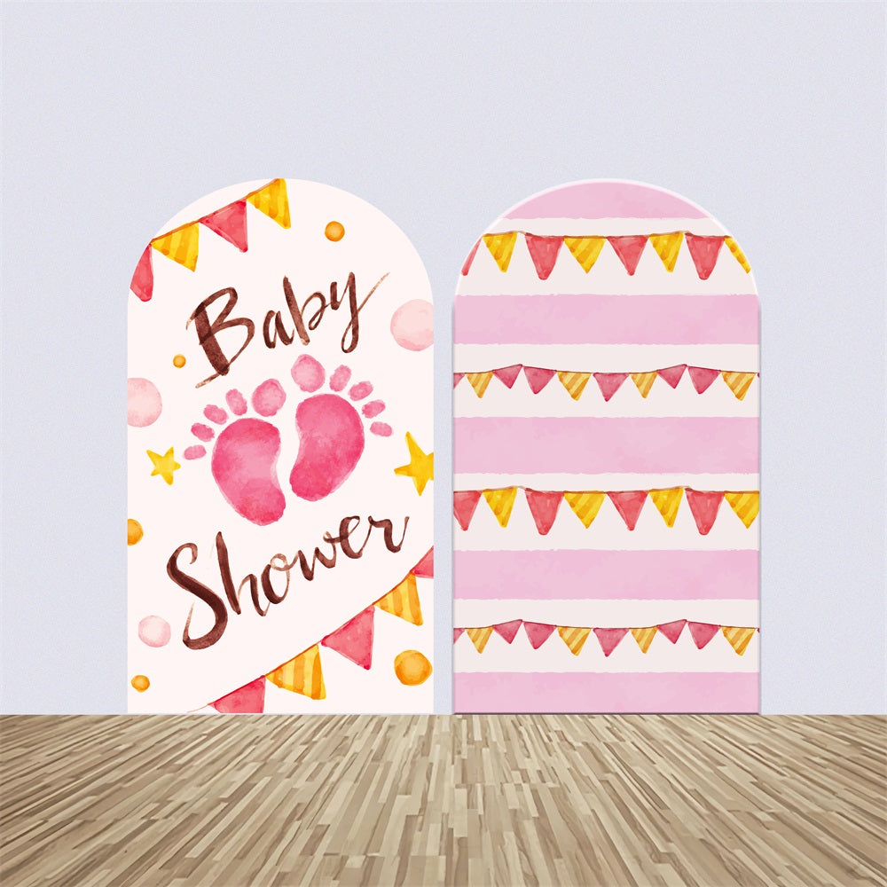 Kit de Toile de fond Arch Personnalisable Baby Shower Empreintes Roses BRP2-190