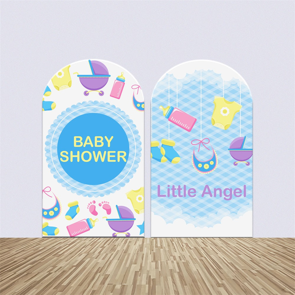 Kit de Toile de fond Arch Personnalisable Baby Shower Doux Bleu Fête BRP2-193