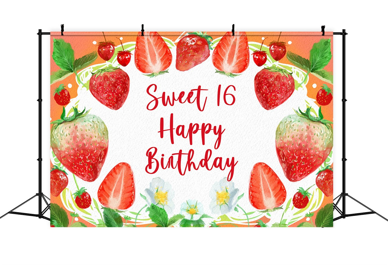 Toile de fond Deco Anniversaire Sweet 16 Fraise Gourmande BRP2-216