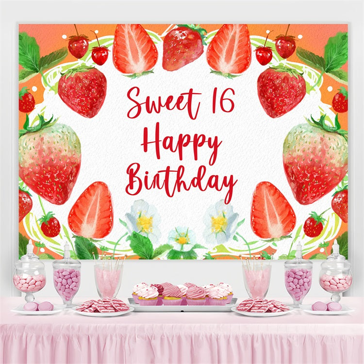 Toile de fond Deco Anniversaire Sweet 16 Fraise Gourmande BRP2-216