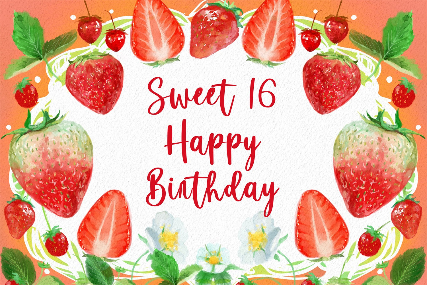 Toile de fond Deco Anniversaire Sweet 16 Fraise Gourmande BRP2-216