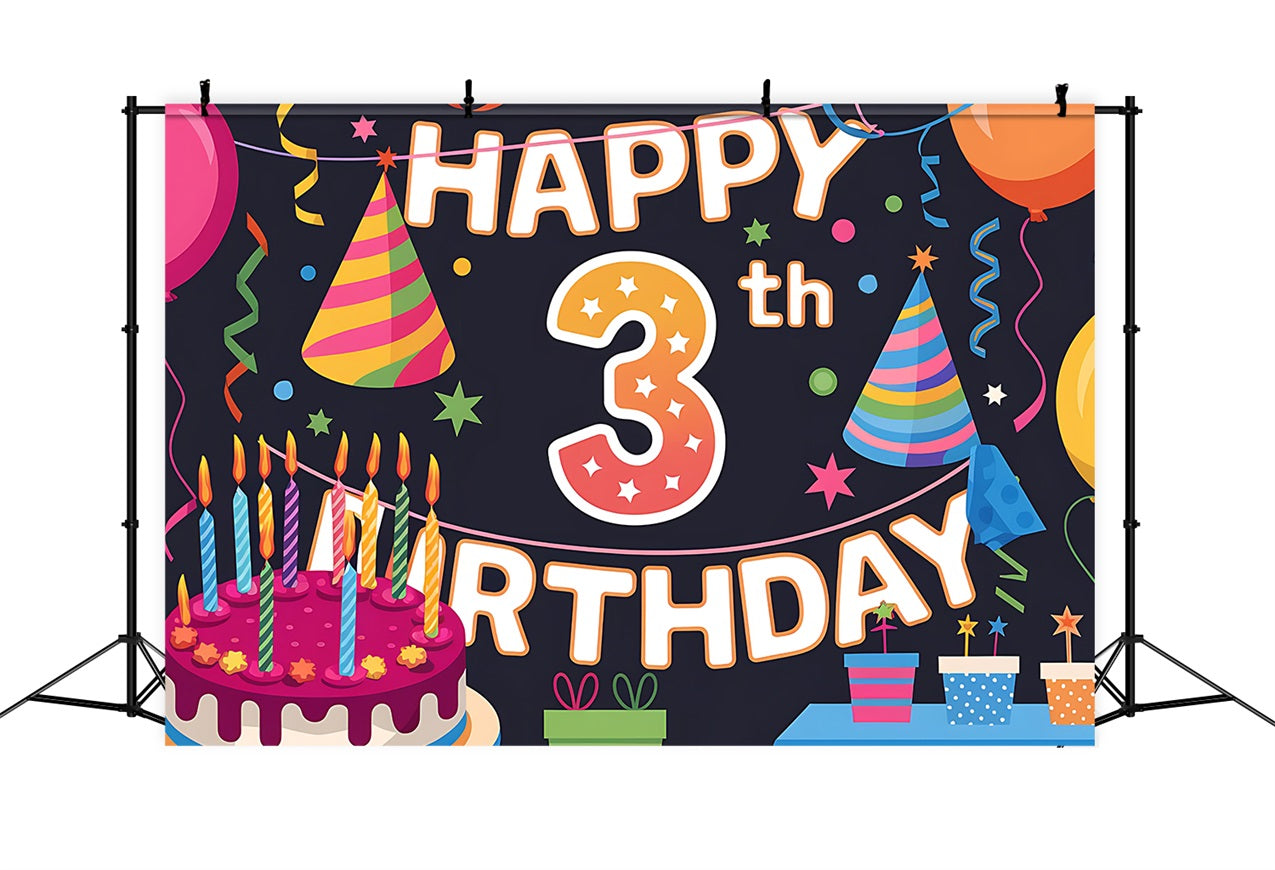 Toile de fond Anniversaire Personnalisé 3ème Fête Ballons BRP2-219