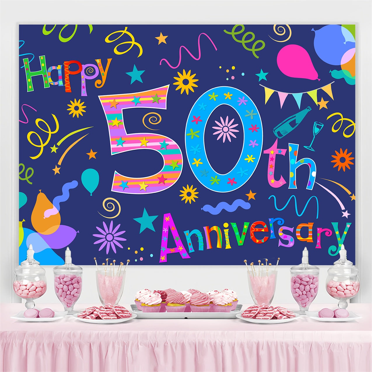 Toile de fond Deco Anniversaire 50ème Anniversaire Coloré BRP2-223
