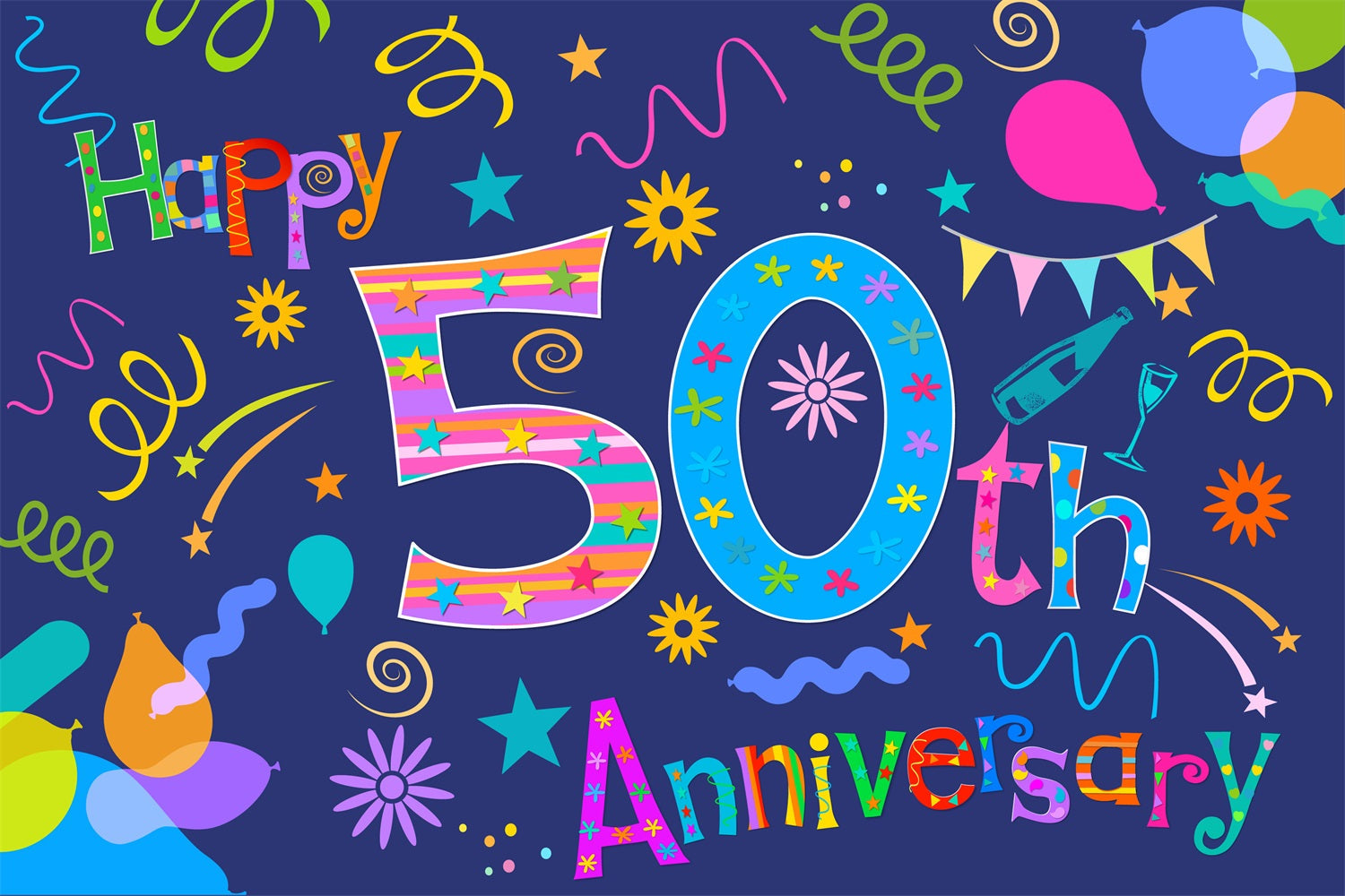 Toile de fond Deco Anniversaire 50ème Anniversaire Coloré BRP2-223