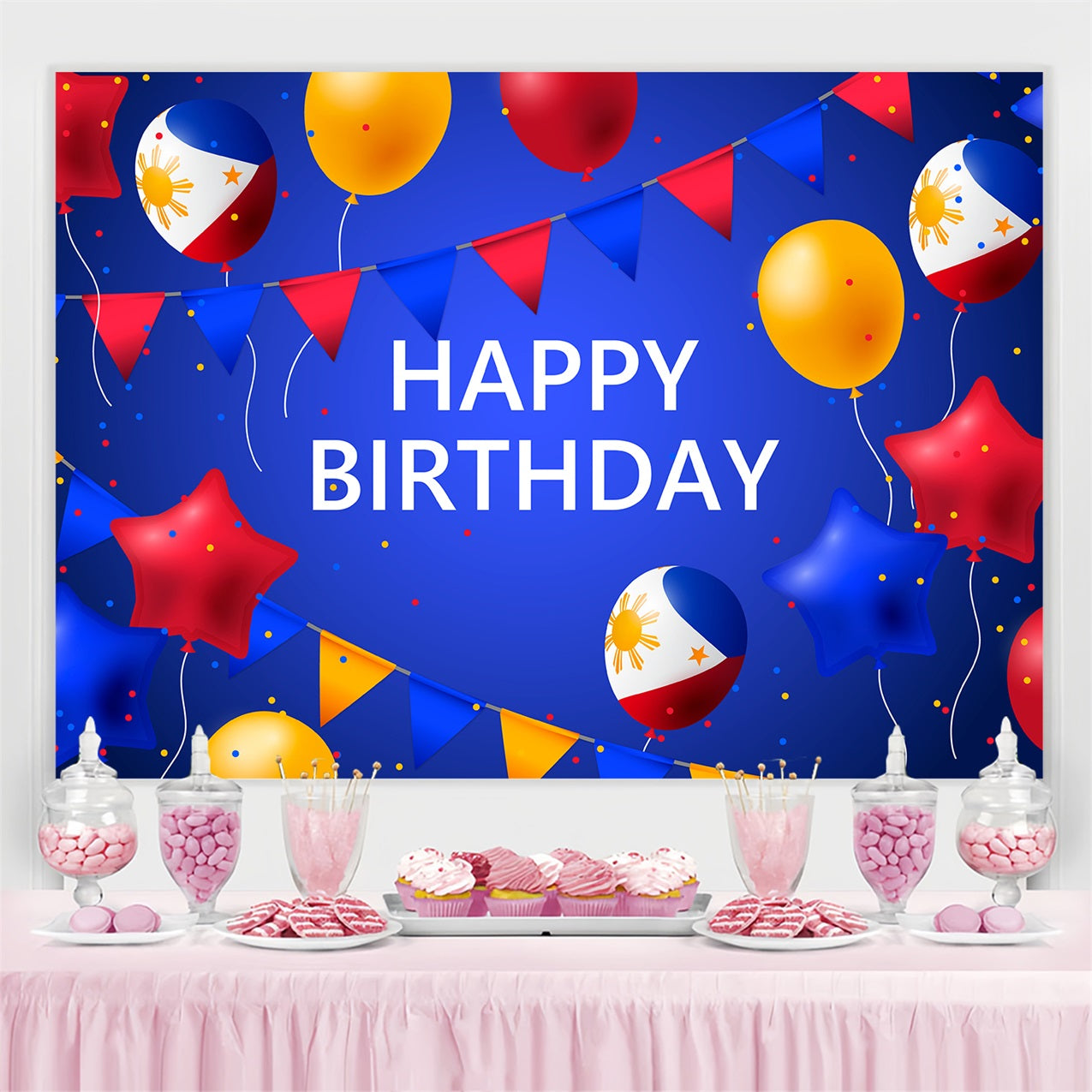 Toile de fond Photo Anniversaire Drapeaux Étoiles Philippines BRP2-224