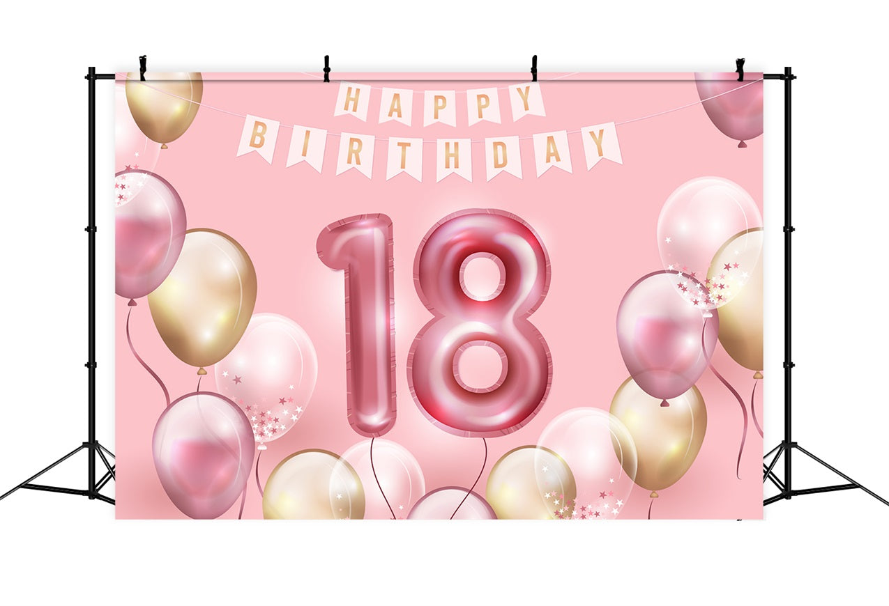 Toile de fond Anniversaire Personnalisé Fête Ballons 18ème BRP2-231