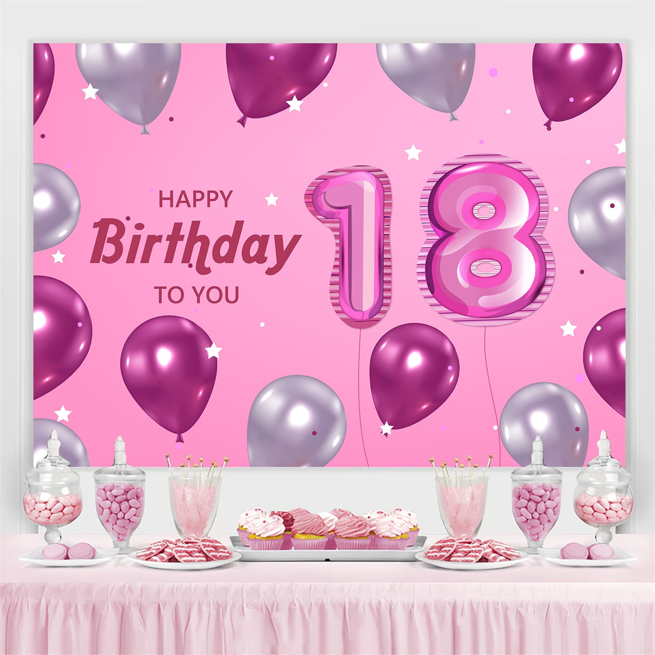 Toile de fond Photo Anniversaire Ballons Scintillants 18ème BRP2-232