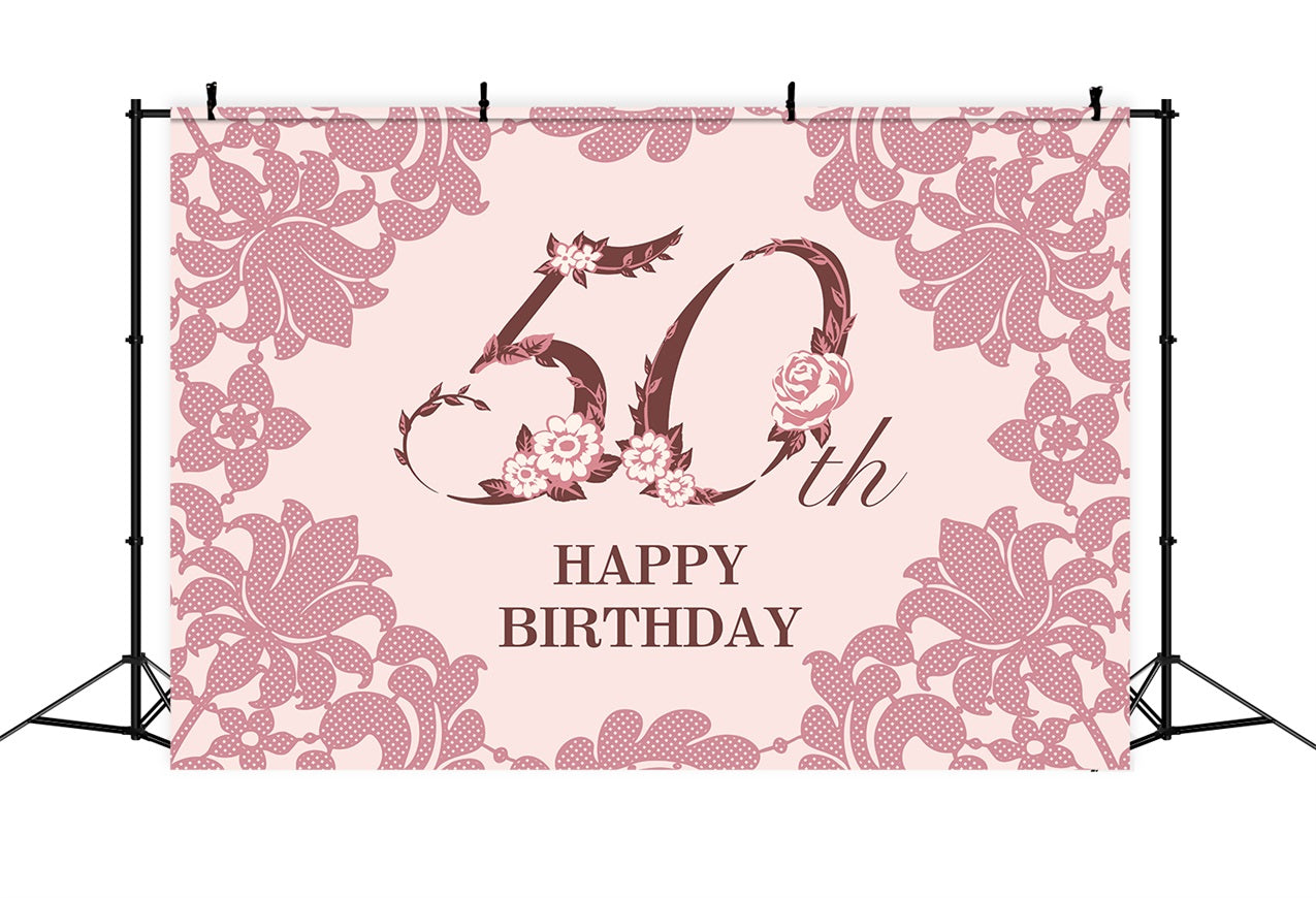 Toile de fond Anniversaire Personnalisable 50ème Dentelle Florale BRP2-234