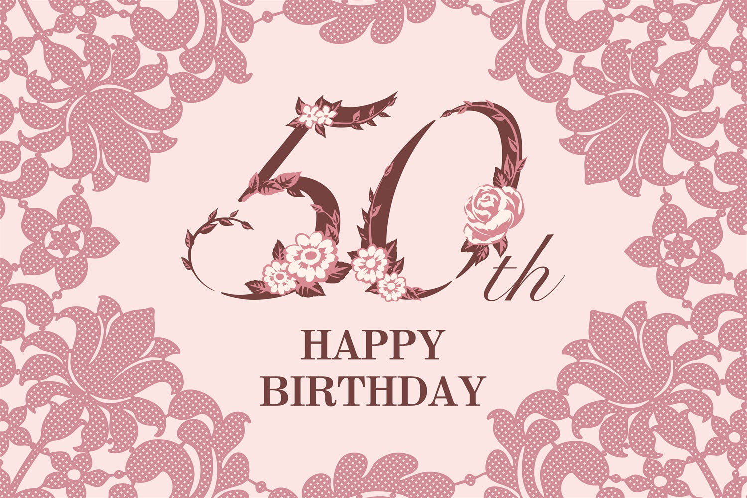 Toile de fond Anniversaire Personnalisable 50ème Dentelle Florale BRP2-234