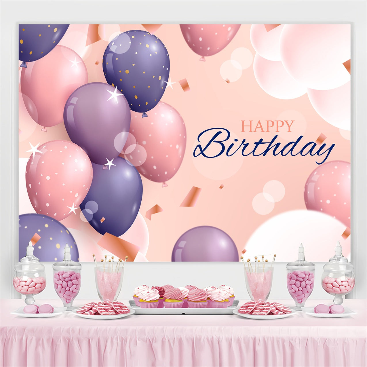Toile de fond Photo Anniversaire Ballons Flottants Étincelants BRP2-236