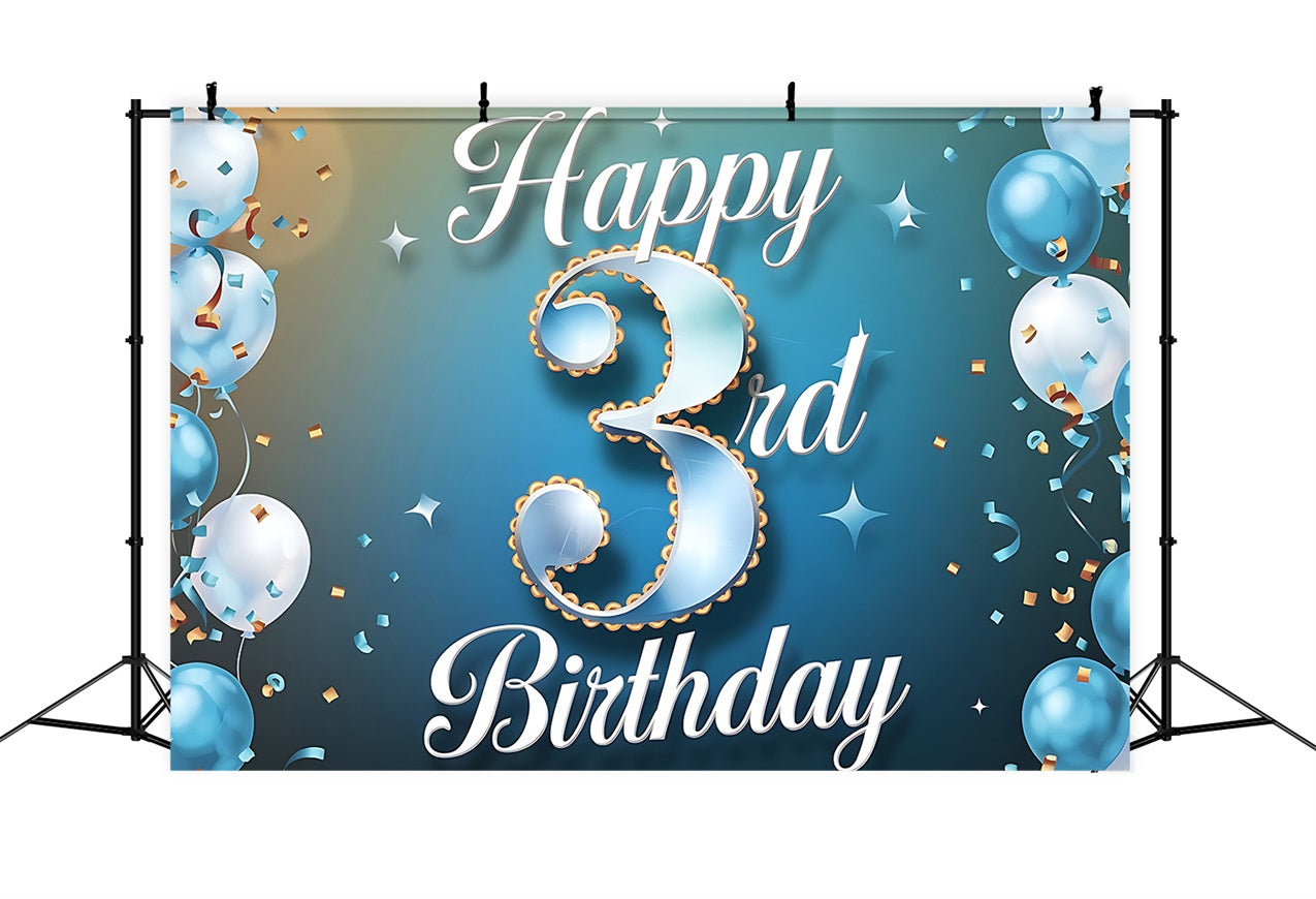 Toile de fond Deco Anniversaire Joyeux 3ème Ballons BRP2-237