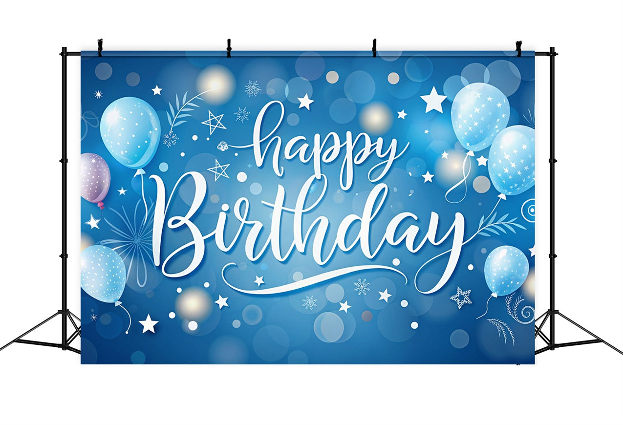 Toile de fond Deco Anniversaire Lumière d’Étoiles Ballons Bleus BRP2-240