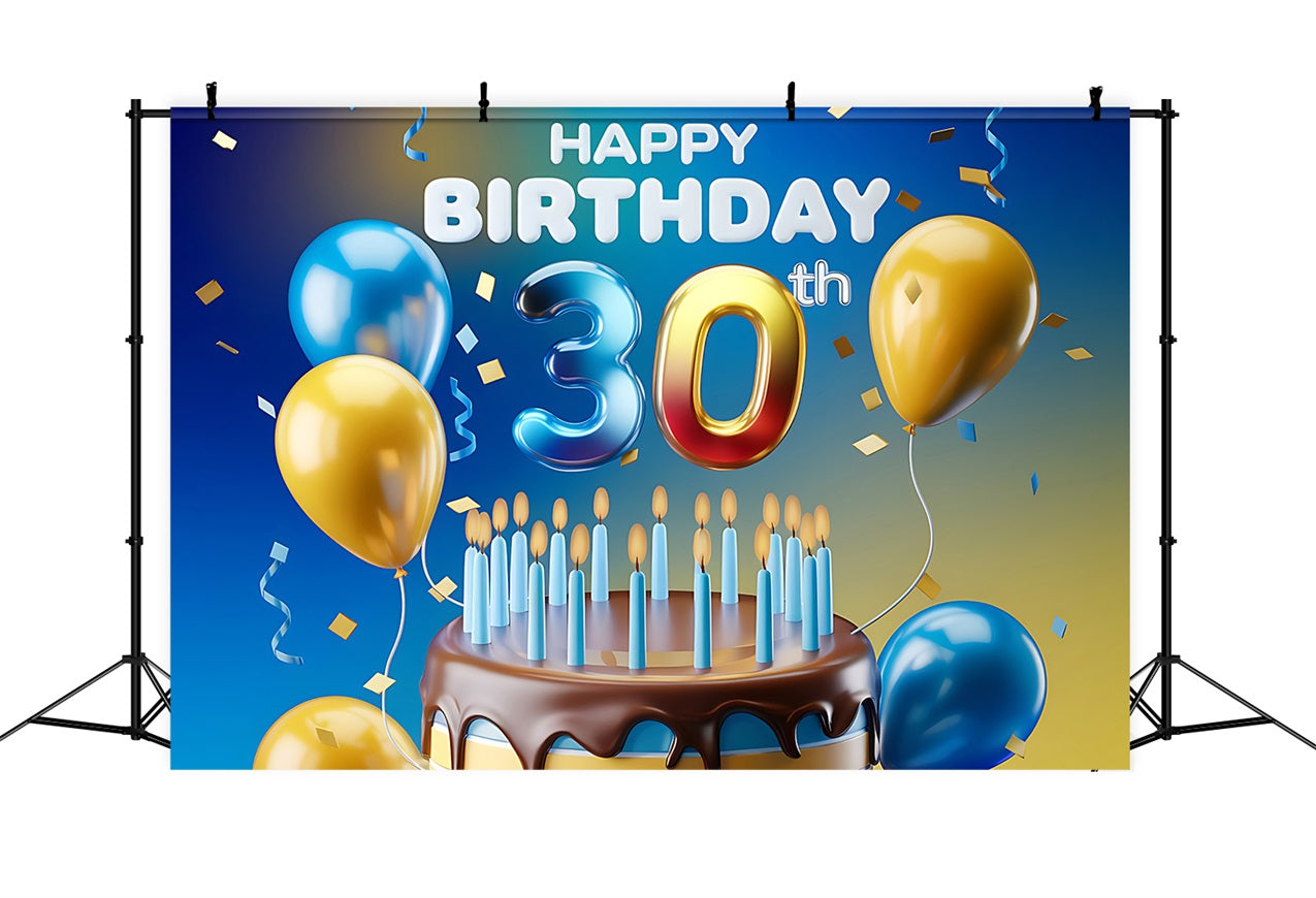 Toile de fond Anniversaire Personnalisable Gâteau Ballons 30ème BRP2-242
