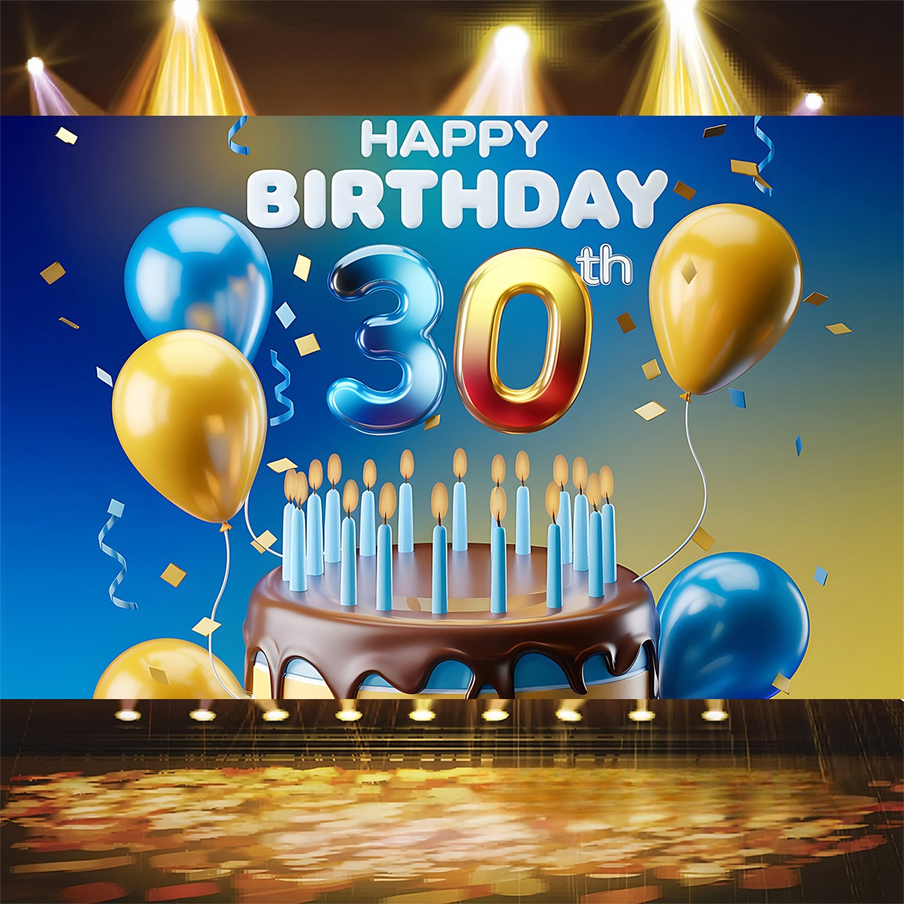Toile de fond Anniversaire Personnalisable Gâteau Ballons 30ème BRP2-242