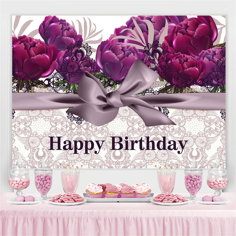 Toile de fond Anniversaire Personnalisé Floral Vintage Violet BRP2-245