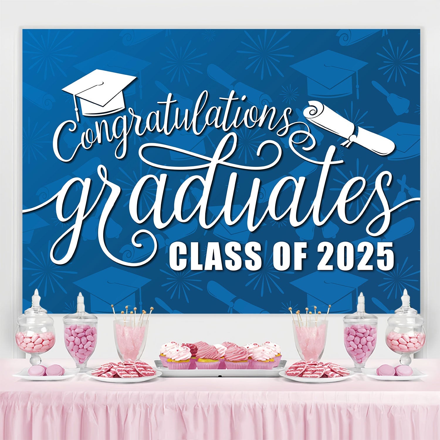Toile de fond Idées Remise de Diplôme Bleu Élégant 2025 BRP2-263