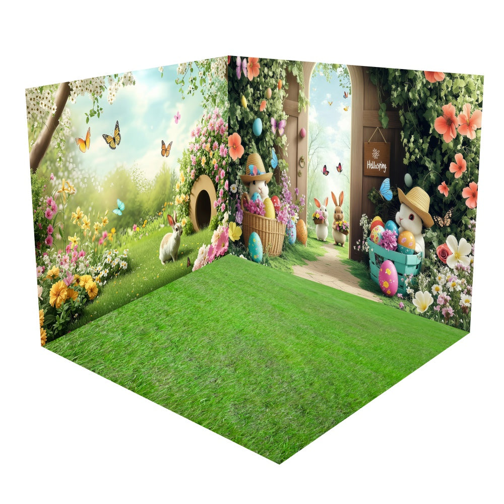 Ensemble de Salle Printemps Fleurissant Papillons et Lapin BRP2-28