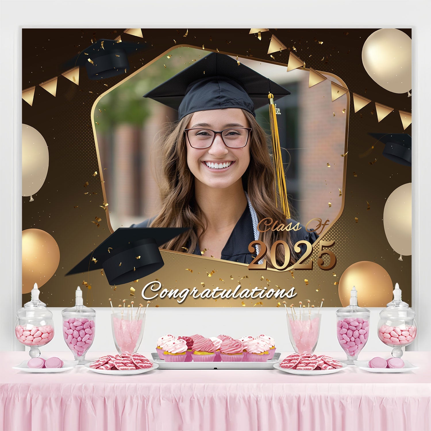 Toile de fond Personnalisée Remise de Diplôme Ballons Festifs BRP2-285