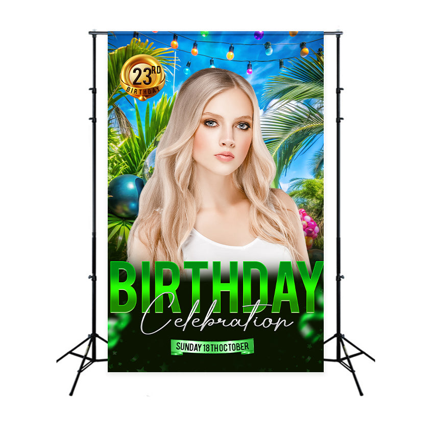 Toile de fond Anniversaire Personnalisable Tropical 23e Photographie BRP2-48