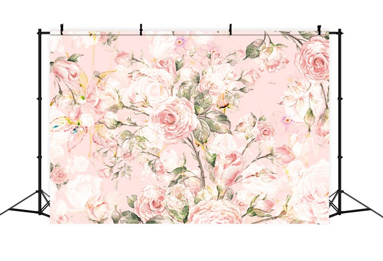 Fond Floral Photo Rose Romantique Fleur de Pêche BRP2-66