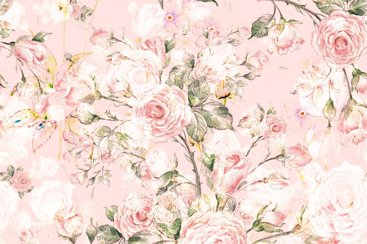 Fond Floral Photo Rose Romantique Fleur de Pêche BRP2-66