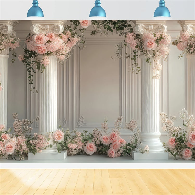 Fond Photo Fleur Élégante Colonne Blanche Florale BRP2-77