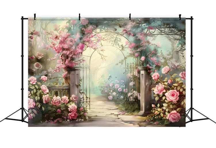 Fond Photo Fleur Sentier de Jardin Rêveur Rose BRP2-88