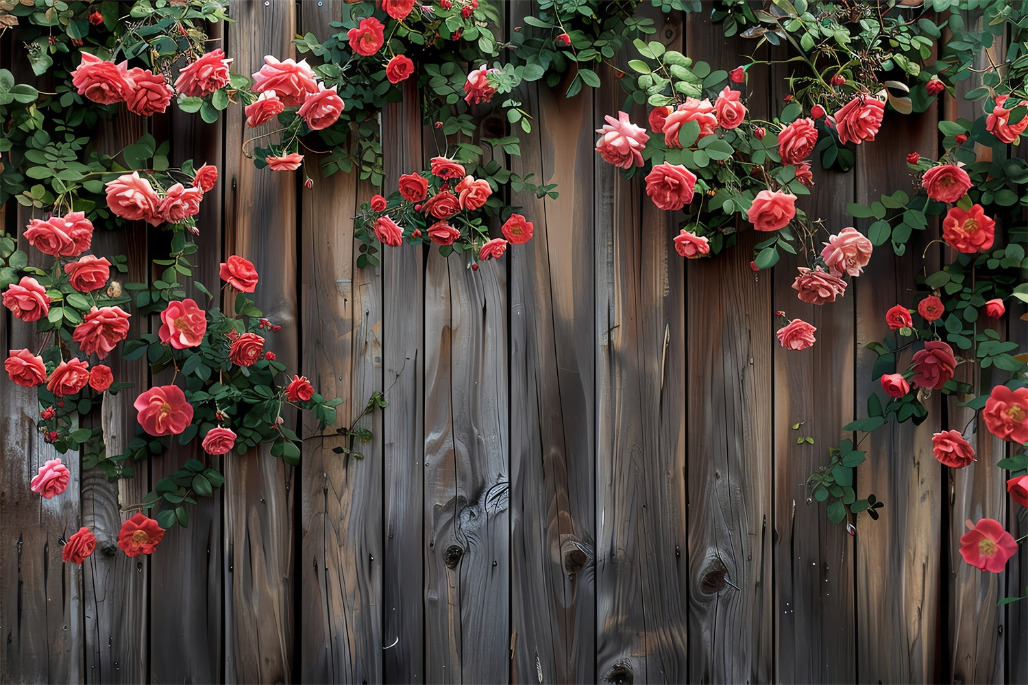 Fond Photo Fleur Roses Rouges Épanouies Clôture BRP2-93