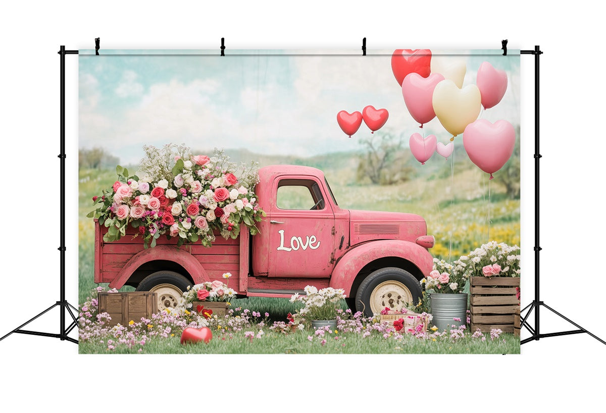 Fond Photo Fleur Camion Vintage Roses Ballon BRP2-96