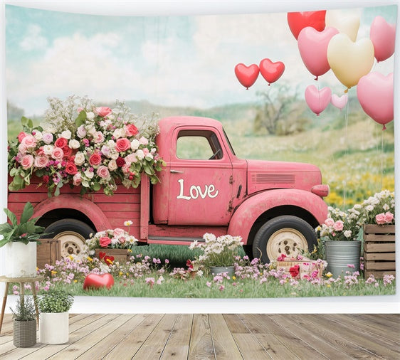 Fond Photo Fleur Camion Vintage Roses Ballon BRP2-96