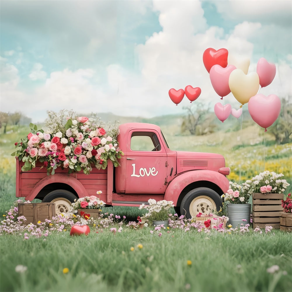 Fond Photo Fleur Camion Vintage Roses Ballon BRP2-96
