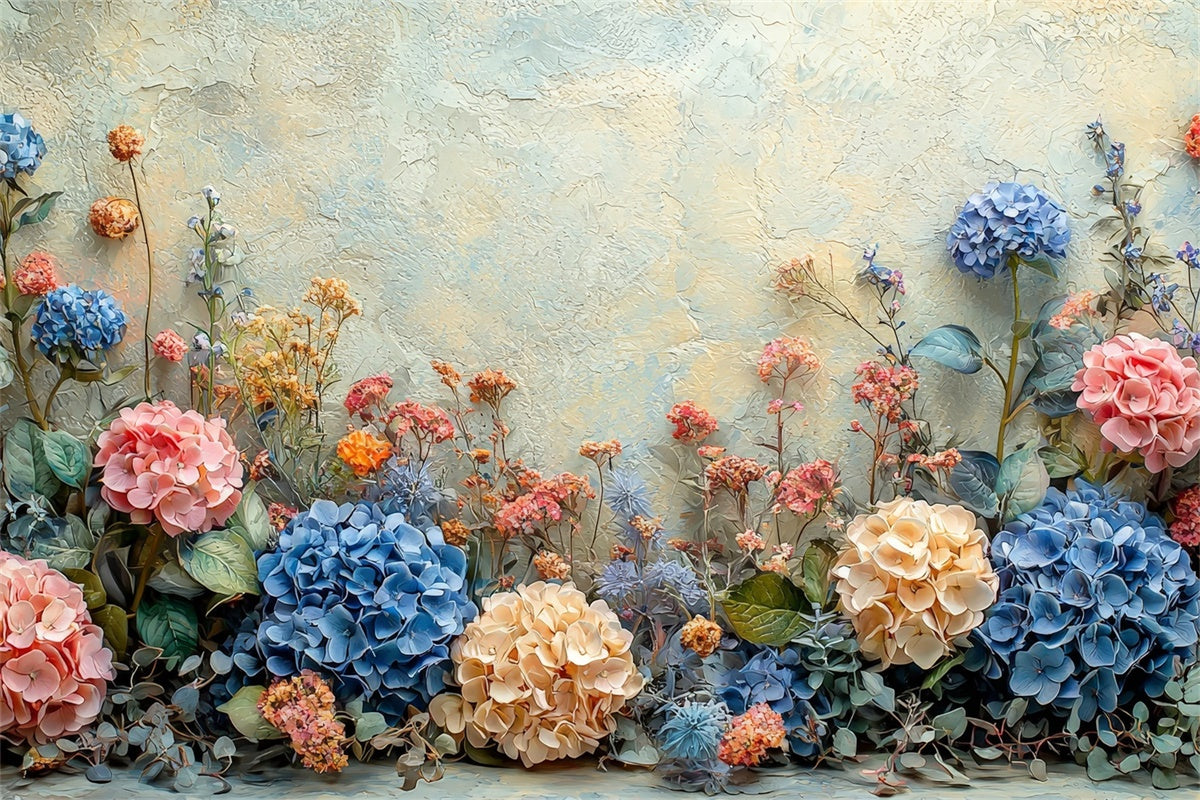 Fond Mur Floral Arrangement Romantique d'Hydrangées BRP2-97