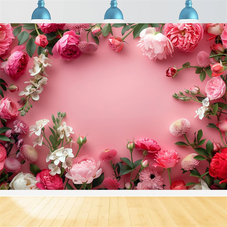 Fond Mur Floral Pivoines Délicates Rose Pêche BRP2-98